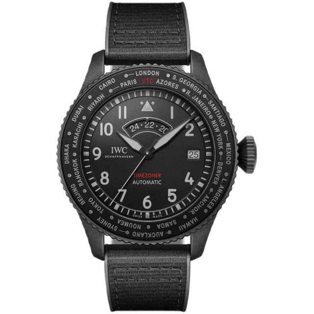 ZEGAREK IWC SCHAFFHAUSEN PILOT'S TIMEZONER TOP GUN CERATANIUM