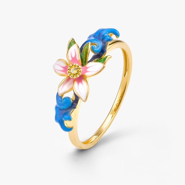 Pierścionek srebrny Kwiaty Nocy Cytrusy