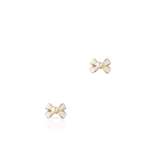 Kolczyki srebrne kokardka z perłą