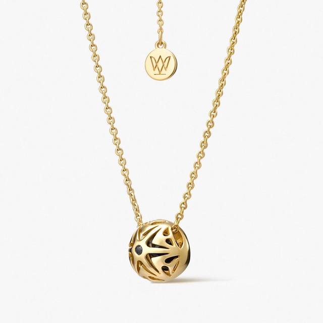 Naszyjnik srebrny z czarną cyrkonią i diamentem