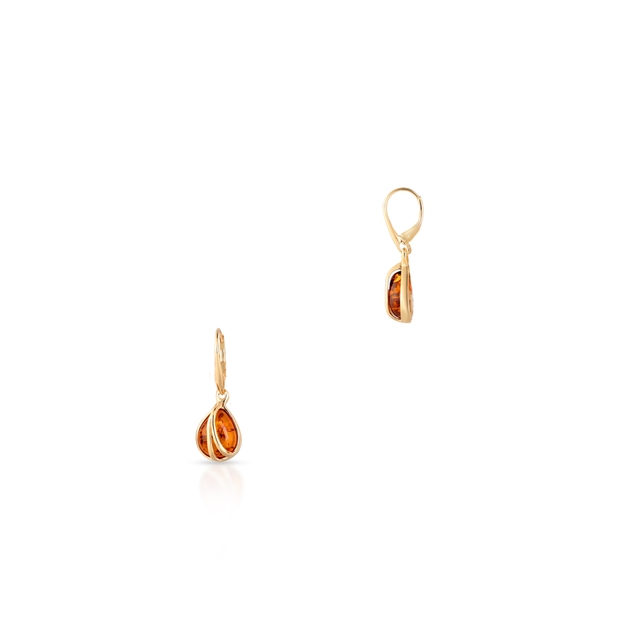 Kolczyki złote z bursztynem