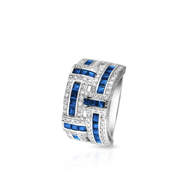 Pierścionek białe złoto z kamieniami szlachetnymi