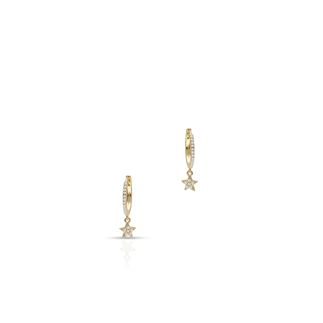 Kolczyki srebrne pozłacane gwiazdki z cyrkoniami