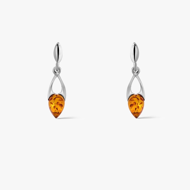 Kolczyki srebrne z bursztynem