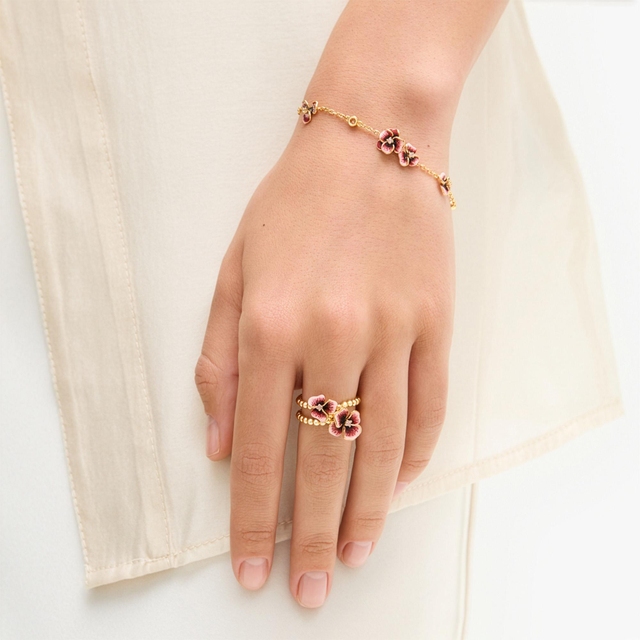 Pierścionek srebrny Kwiaty Nocy Bratki