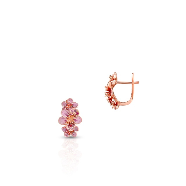 Kolczyki różowe złoto Kwiaty Nocy