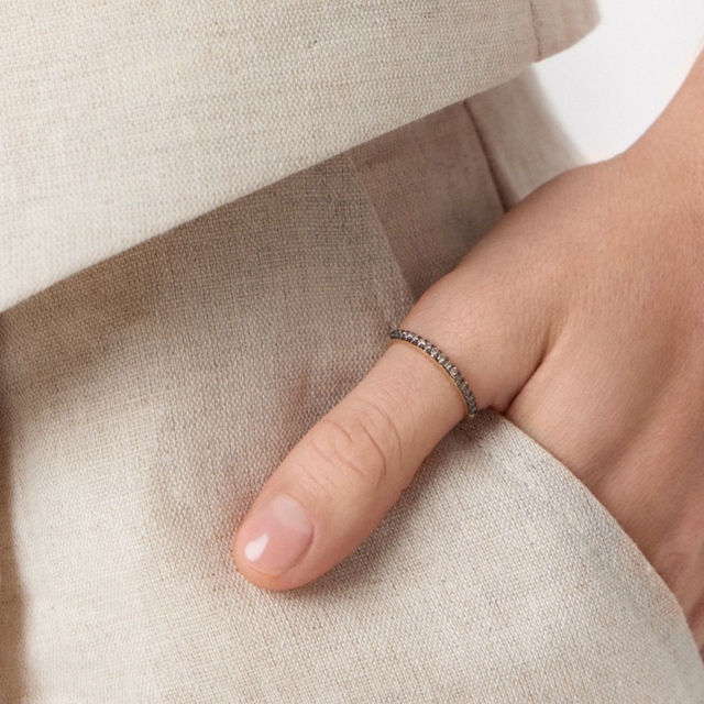 Pierścionek złoty z brązowymi diamentami Karmelowa