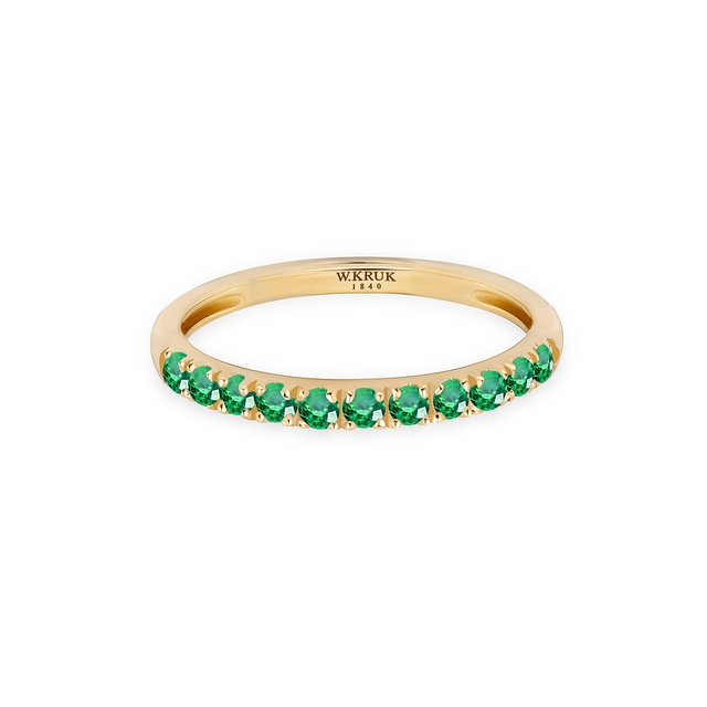 Pierścionek złoty ze szmaragdami Trio