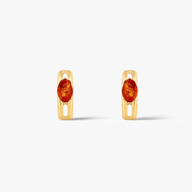 Kolczyki srebrne pozłacane z bursztynem