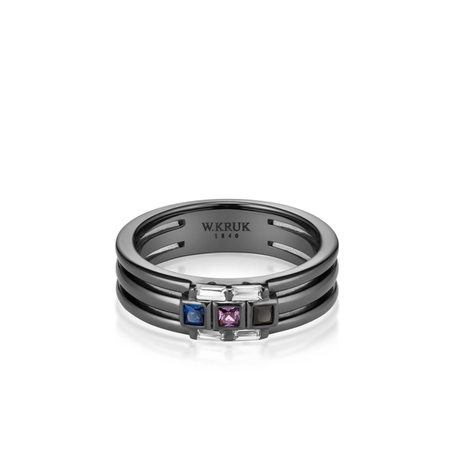 Pierścionek srebrny czarne rodowanie METEORY