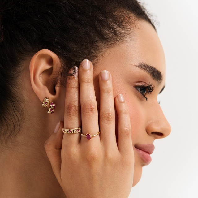 Kolczyki złote z rubinem TRIO