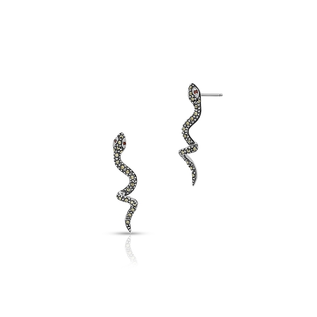 Kolczyki srebrne z markasytami i granatem