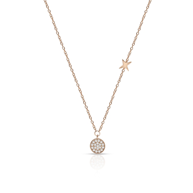 Naszyjnik srebrny pozłacany z cyrkoniami