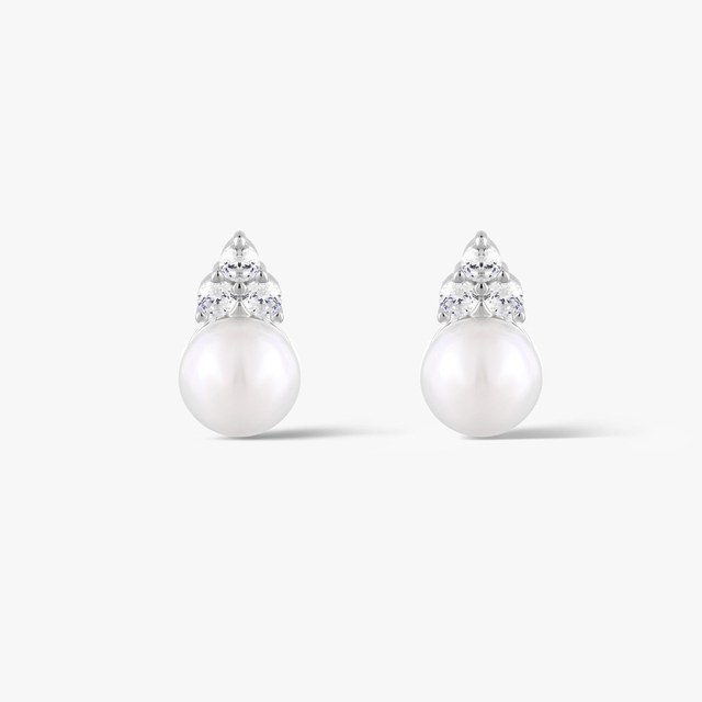 Kolczyki srebrne z perłą i cyrkoniami