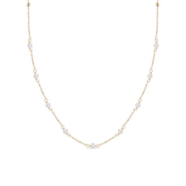 Naszyjnik złoty z perłami