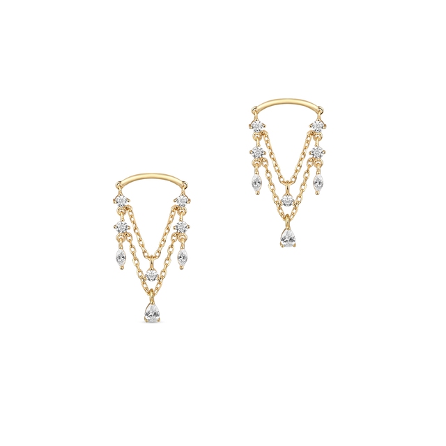 Kolczyki srebrne pozłacane z cyrkoniami