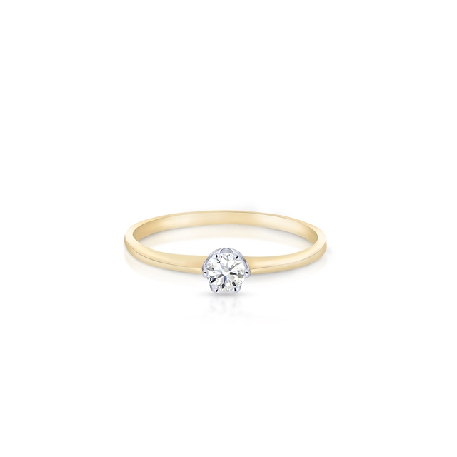 Pierścionek złoty bicolor z cyrkonią