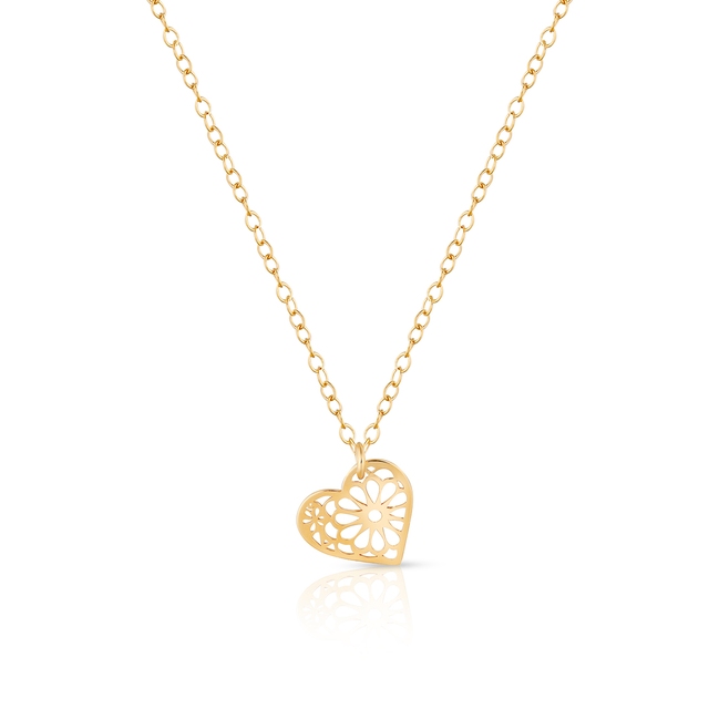 Naszyjnik srebrny pozłacany ażurowe serce