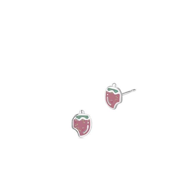Kolczyki srebrne różowe truskawki