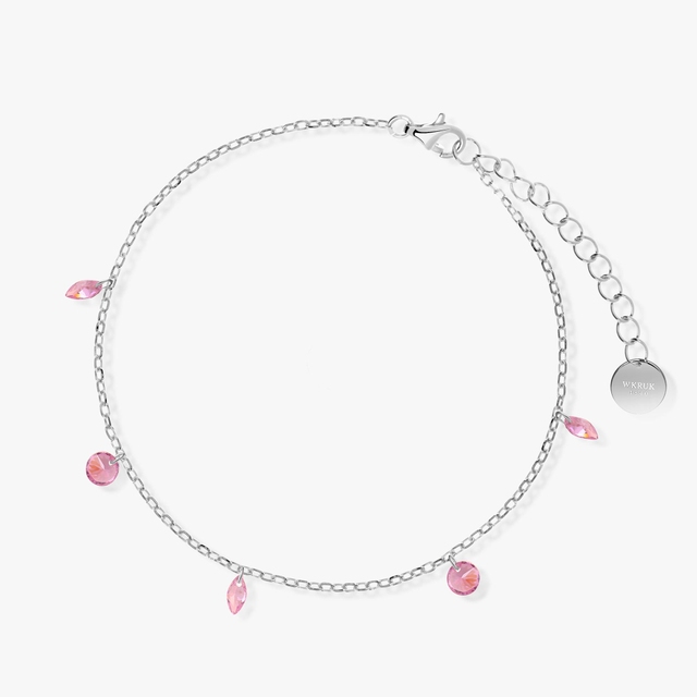 Bransoleta srebrna z różowymi cyrkoniami