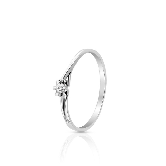 Pierścionek białe złoto z brylantem