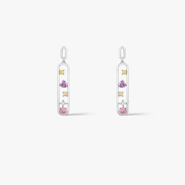 Kolczyki srebrne z kolorowymi cyrkoniami