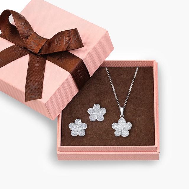 KOMPLET SREBRZYSTY KWIAT