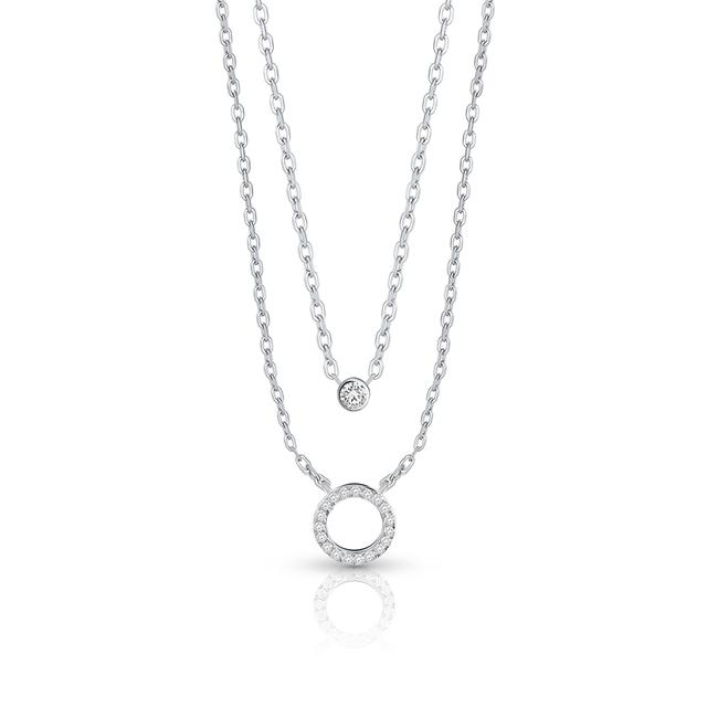 Naszyjnik srebrny kaskadowy z cyrkoniami