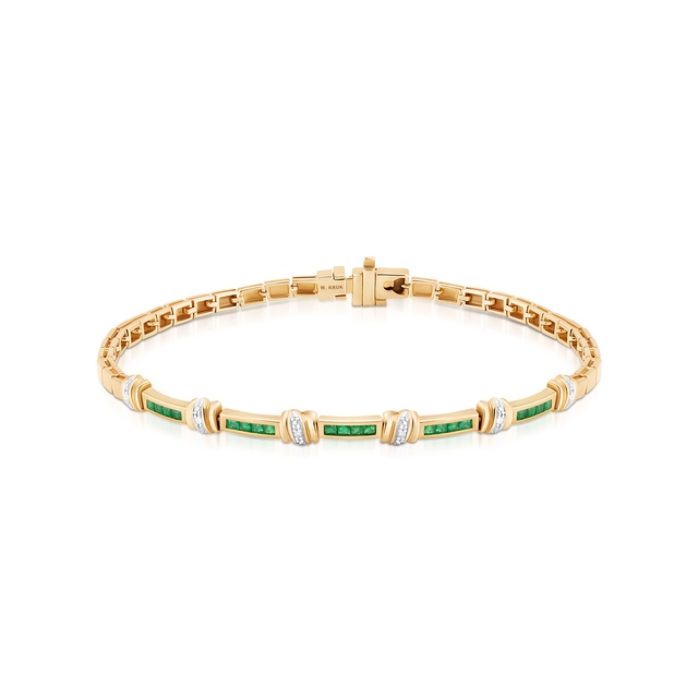 Bransoleta złota z diamentami i szmaragdami