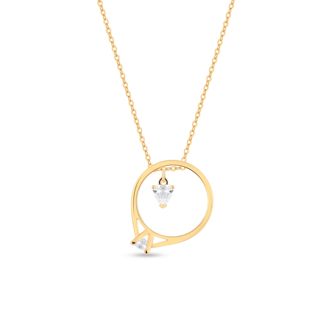 Naszyjnik srebrny pozłacany z motywem pierścionka