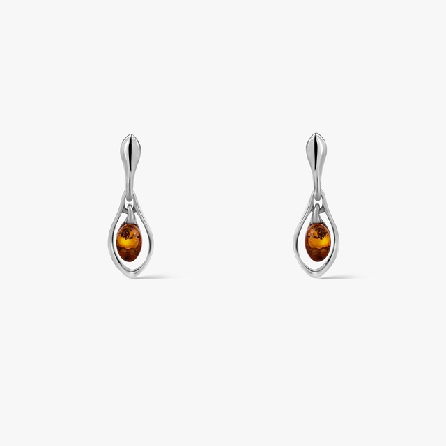 Kolczyki srebrne z bursztynem