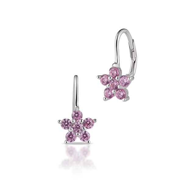 Kolczyki srebrne z różowymi cyrkoniami