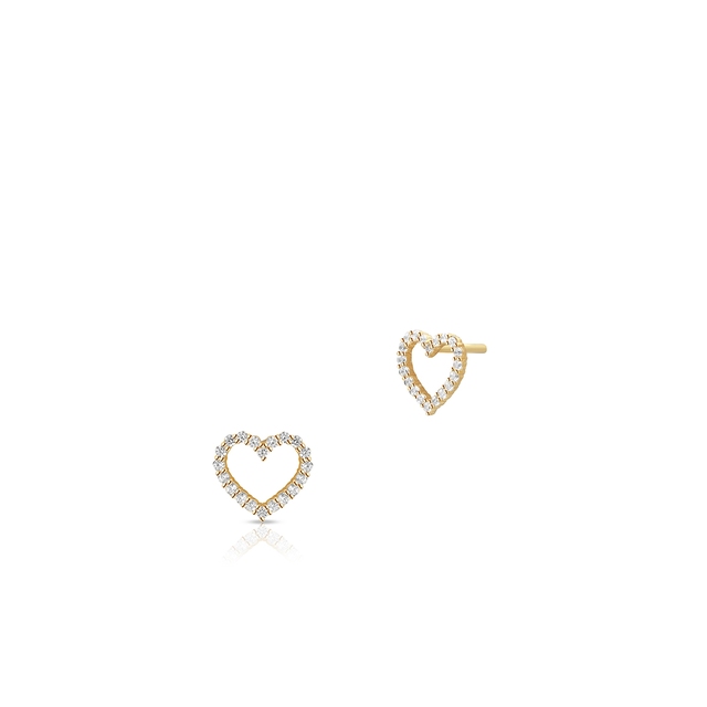 Kolczyki złote serce wysadzane cyrkoniami