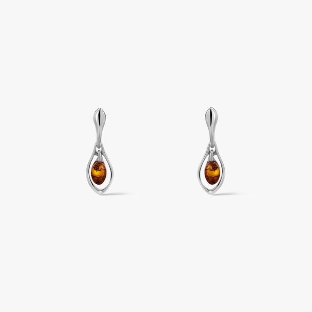 Kolczyki srebrne z bursztynem