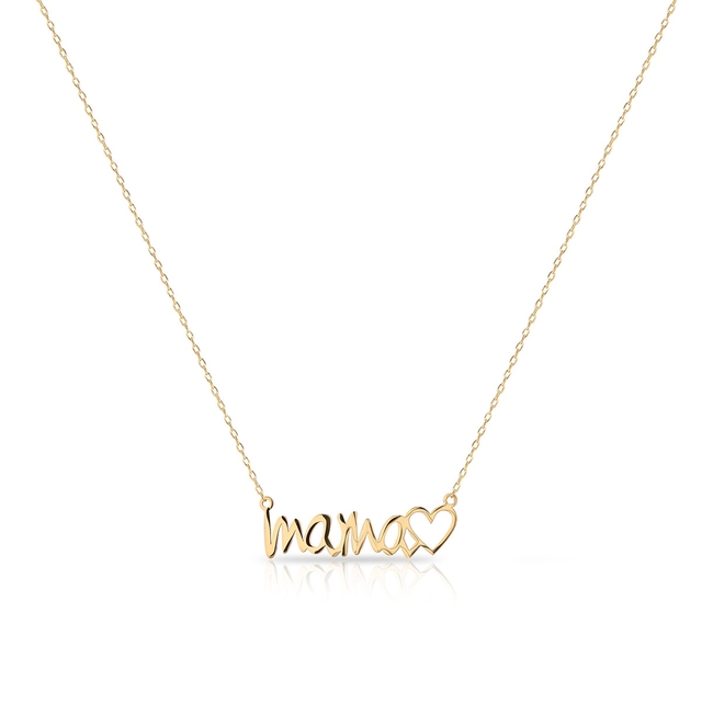Naszyjnik srebrny pozłacany z napisem mama