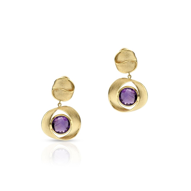 Kolczyki złote z ametystami