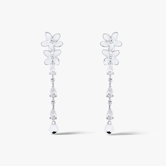 Kolczyki srebrne Kwiaty Nocy Biały Bez