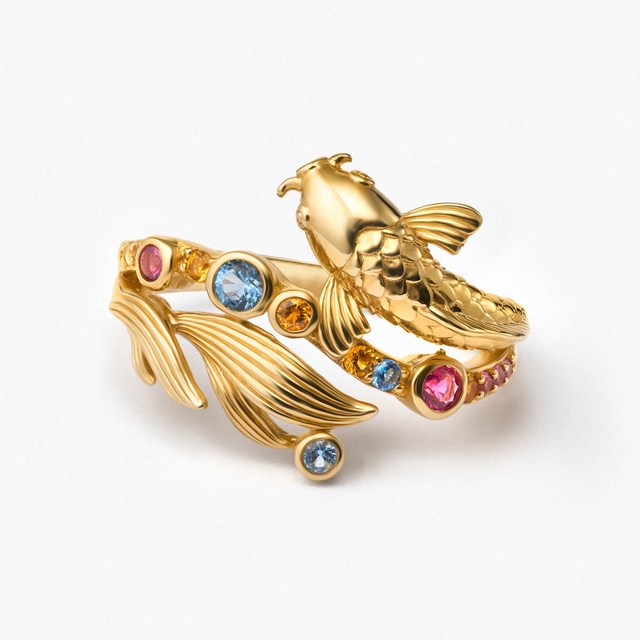 Pierścionek srebrny KOI