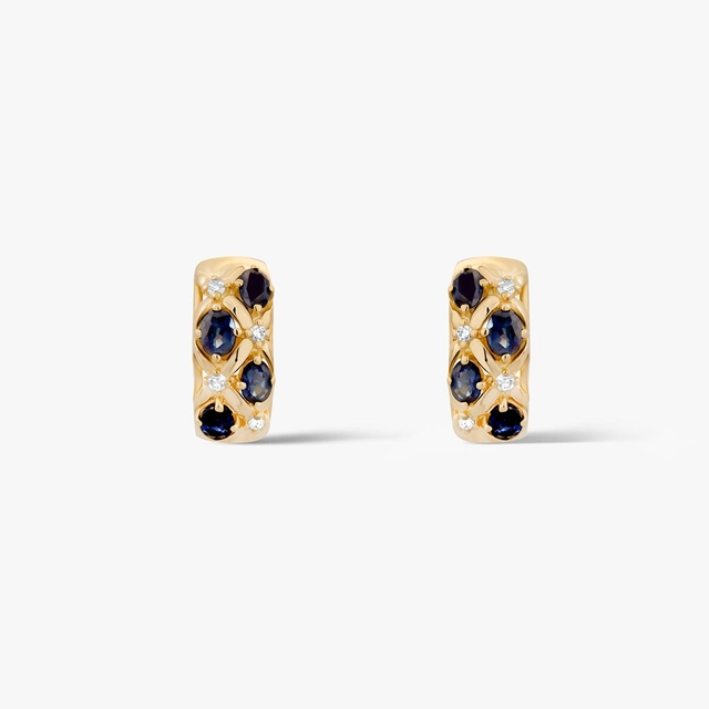 Kolczyki złote z szafirami i diamentami Trio