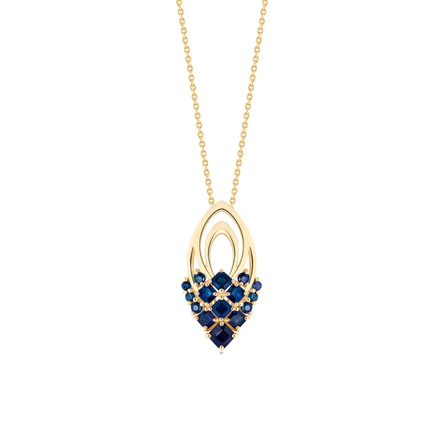 Wisiorek złoty z szafirami Trio