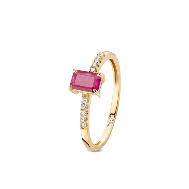 Pierścionek złoty z rubinem Trio