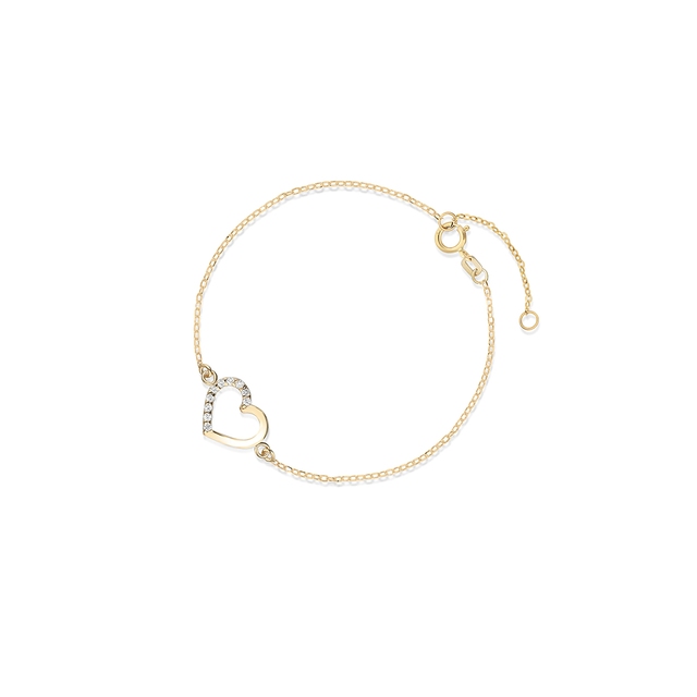 Bransoletka złota z cyrkoniami serce