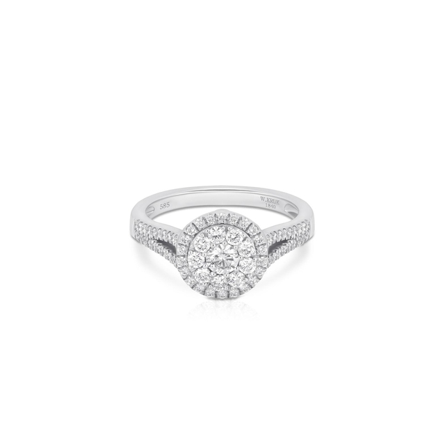 Pierścionek białe złoto z brylantami