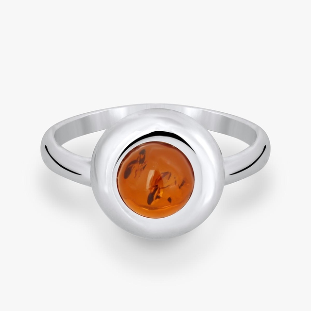 Pierścionek srebrny z bursztynem