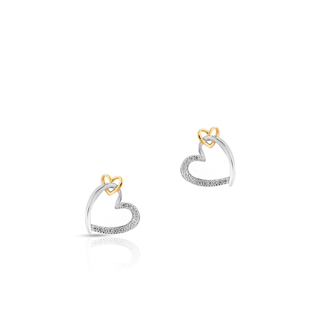 Kolczyki srebrne serce z cyrkoniami