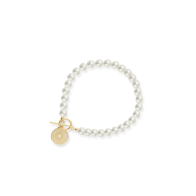 Bransoleta srebrna arabeska pozłacana z perłami