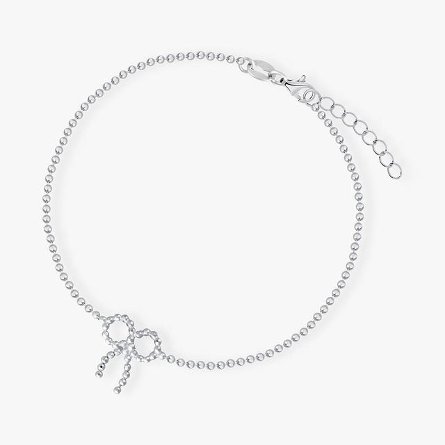 Bransoletka srebrna z kokardką