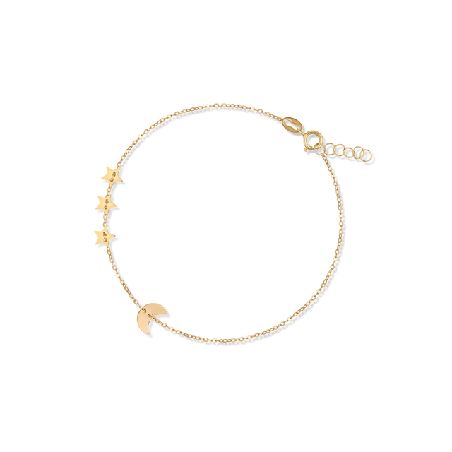 Bransoletka złota z księżycem i gwiazdami