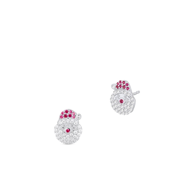 Kolczyki srebrne mikołaje z cyrkoniami