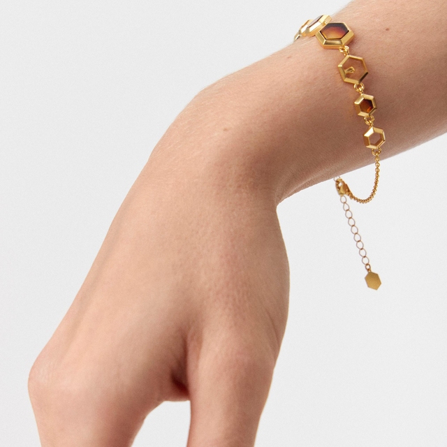 Bransoleta srebrna z bursztynem Miodowa